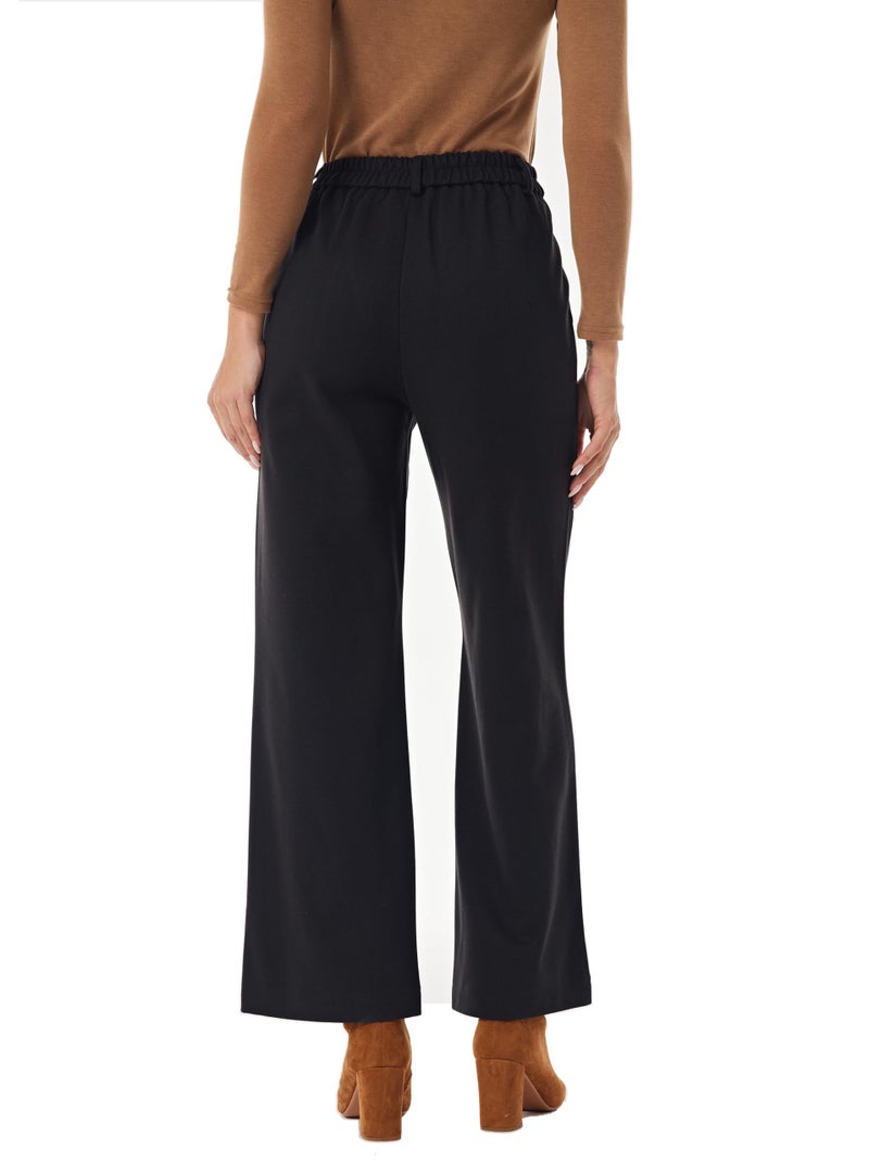 heipeiwa Women's Winter Fall Wool Blend Thick Warm Wide Leg Dress Business Casual Pants Trouser - Image 4
