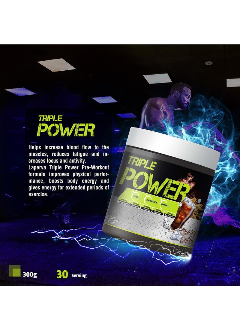 تربيل باور قبل التمرين، يعزز الطاقة، ويعزز التركيز والانتباه، ويزيد من التدفق والضخ، بنكهة الكولا المجنونة، 30 حصة - 300 جرام - Image 2