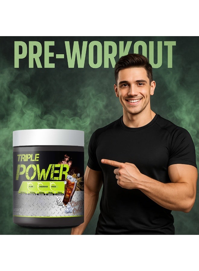 تربيل باور قبل التمرين، يعزز الطاقة، ويعزز التركيز والانتباه، ويزيد من التدفق والضخ، بنكهة الكولا المجنونة، 30 حصة - 300 جرام - Image 5