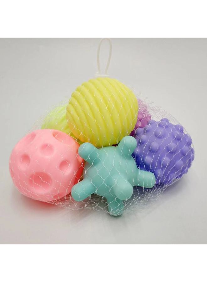 إسكدنيا لعبة أطفال كرة مطاطية ناعمة للإمساك باليد مانهاتن كرة تدليك للإدراك اللمسي ألغاز كرة معرفية قابلة للمضغ اللون: 6 أكياس شبكية للكرة - Image 1