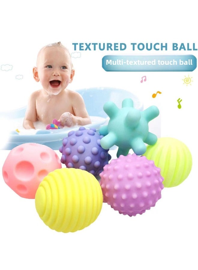 إسكدنيا لعبة أطفال كرة مطاطية ناعمة للإمساك باليد مانهاتن كرة تدليك للإدراك اللمسي ألغاز كرة معرفية قابلة للمضغ اللون: 6 أكياس شبكية للكرة - Image 2
