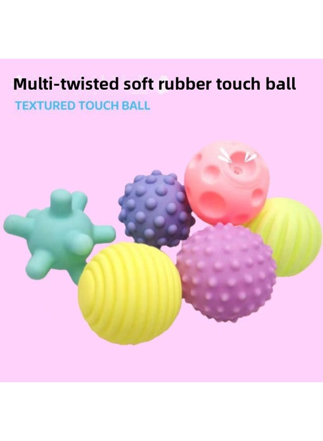 إسكدنيا لعبة أطفال كرة مطاطية ناعمة للإمساك باليد مانهاتن كرة تدليك للإدراك اللمسي ألغاز كرة معرفية قابلة للمضغ اللون: 6 أكياس شبكية للكرة - Image 3