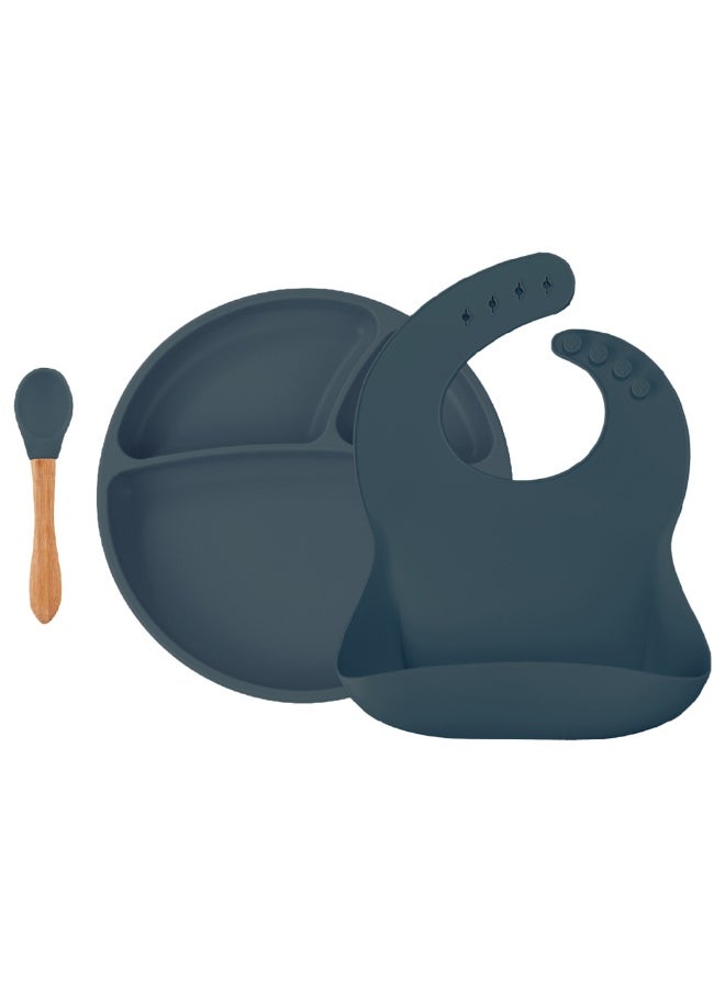 Minikoioi Silicone Dining Set of 3pcs  Deep Blue  - Image 3