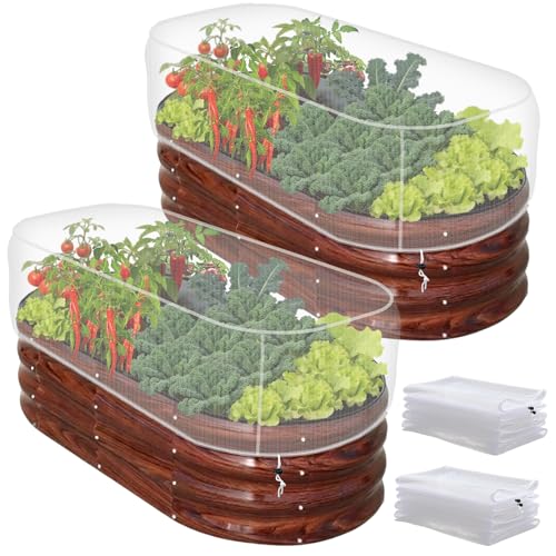 KSFTWUSOL 2 PCS Garden Netting for Raised Beds 4x8 Fine Mesh Raised Beds Garden Bug Netting Pest Barrier Screen with Drawstring for Plants to Keep Small Animals Pest Out Protect for Vegetables (4x8 FT) - Image 1