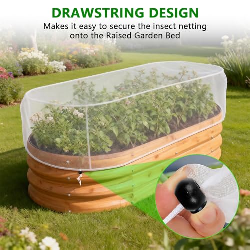 KSFTWUSOL 2 PCS Garden Netting for Raised Beds 4x8 Fine Mesh Raised Beds Garden Bug Netting Pest Barrier Screen with Drawstring for Plants to Keep Small Animals Pest Out Protect for Vegetables (4x8 FT) - Image 4