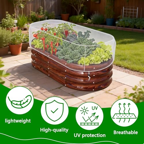 KSFTWUSOL 2 PCS Garden Netting for Raised Beds 4x8 Fine Mesh Raised Beds Garden Bug Netting Pest Barrier Screen with Drawstring for Plants to Keep Small Animals Pest Out Protect for Vegetables (4x8 FT) - Image 3