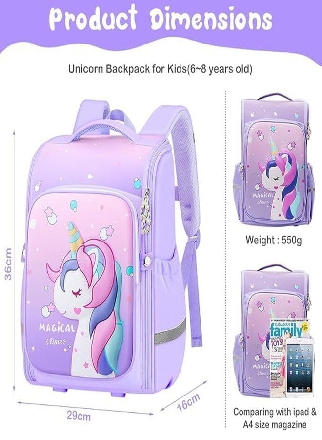 WONDERSPROUT Unicorn Backpack for Kids Girls Stylish Durable Water-Resistant Backpack Shoulder School Bags for Girls Kids Birthday Gift - Purple (1) - Image 2