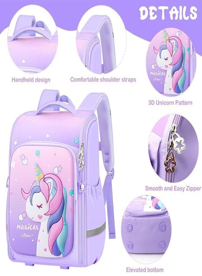 WONDERSPROUT Unicorn Backpack for Kids Girls Stylish Durable Water-Resistant Backpack Shoulder School Bags for Girls Kids Birthday Gift - Purple (1) - Image 5