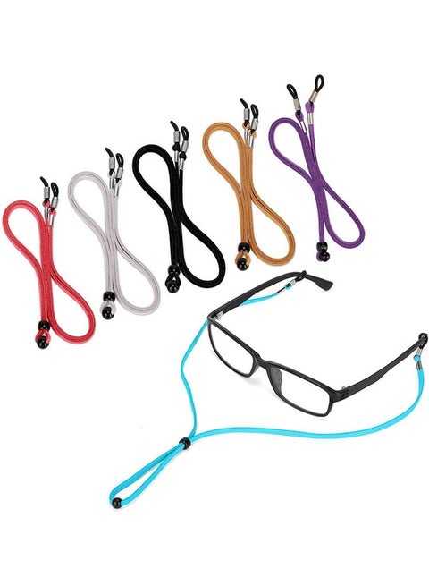 6 Pcs Eye Glasses String Holder Strap, 6 Pcs Leather Adjustable Eyeglass Retainer for Men Women Kids, Anti-Slip Eyeglass Chains for Most Sunglasses,Daily Glasses,Sports and Outdoor Activities