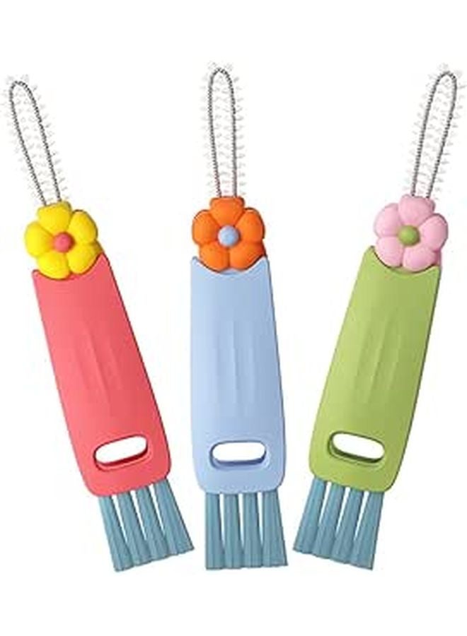 Portable Lid Cleaner Brush Set 3 Pieces Reusable for Cups Bottles Home Travel - Image 1