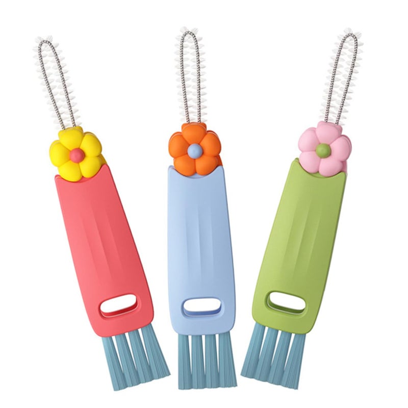 Portable Lid Cleaner Brush Set 3 Pieces Reusable for Cups Bottles Home Travel - Image 2