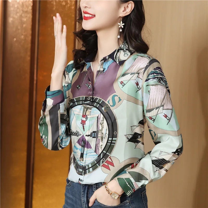 Professional Shirt Women'S Spring Shirt Fashion Simple Temperament Loose Long Sleeve Top Wg18 - Image 1
