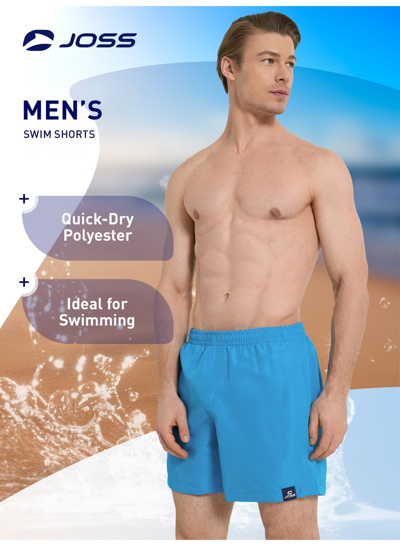 Joss Men's Swimming Shorts Blue – Quick-Drying, Adjustable Drawstring, Print Reveals When Wet, 2 Side Pockets, Back Pocket for Storage - Image 2