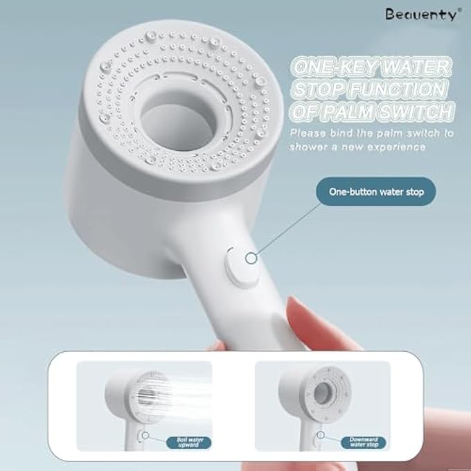 Handheld Shower Head  5 Fliters Purifying Water  Water Saving Shower Filter Suitable for Home Bathroom  Sensitive Skin Reduces Hair Loss RainSpa Mode Black - Image 3