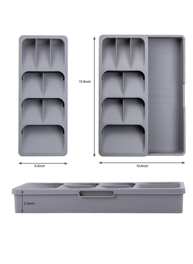 VIUAUAX Silverware Organizer Storage Tray,Cutlery Expandable Organizer for Kitchen Drawer Holding Flatware Spoons Forks  - Image 5