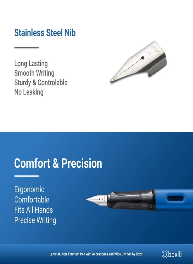 Boxiti AL-Star | Ocean Blue | Fine Nib + 5 Black Ink Cartridges and Converter - Image 5