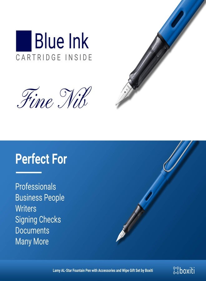 Boxiti AL-Star | Ocean Blue | Fine Nib + 5 Black Ink Cartridges and Converter - Image 3
