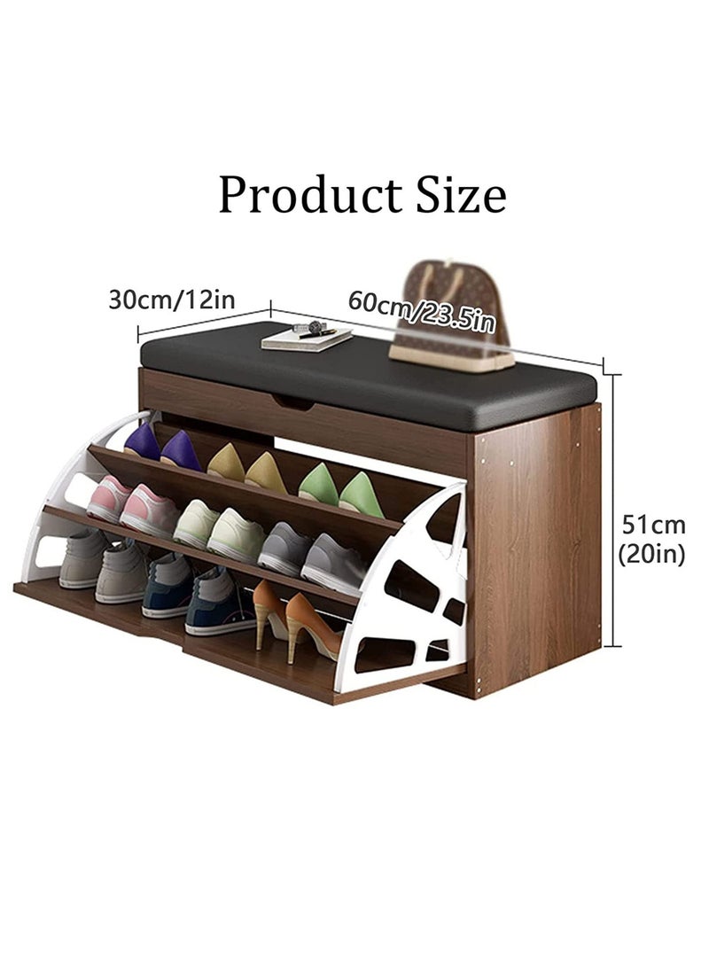 DUSALA Wooden Rack Bench Shoe Changing Stool Foldable Seat Shoe Rack Cabinet Nonwoven Fabric Cover Closet Shoes Rack Organizer Multi-Function Storage Shoes Rack (Without Cabinet Black) - Image 3
