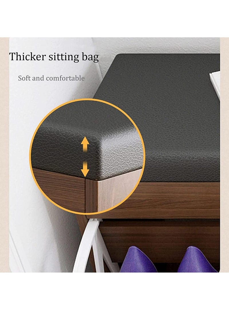 DUSALA Wooden Rack Bench Shoe Changing Stool Foldable Seat Shoe Rack Cabinet Nonwoven Fabric Cover Closet Shoes Rack Organizer Multi-Function Storage Shoes Rack (Without Cabinet Black) - Image 5