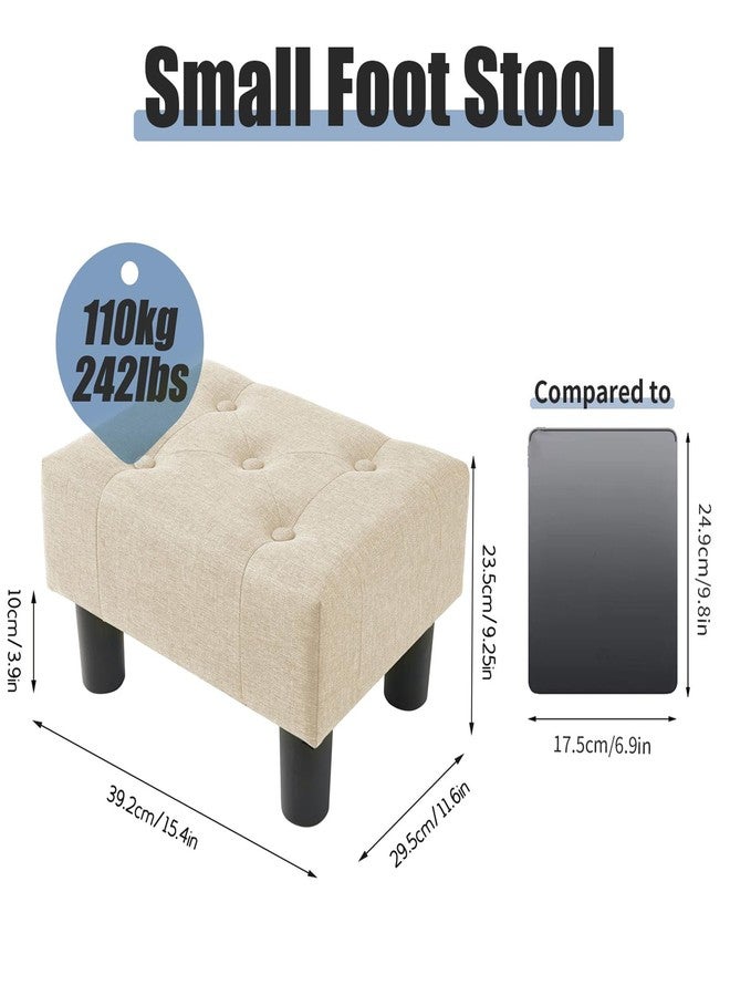 BRIAN & DANY Small Foot Stool, Velvet Foot Stools with Legs, Stable Small Footstool for Living Room, Grey - Image 2