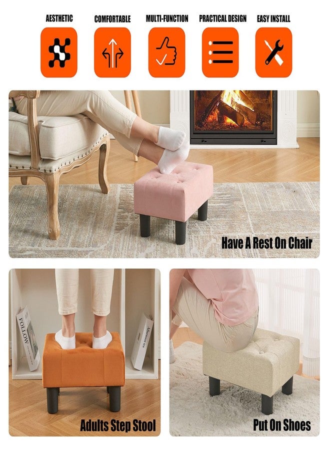 BRIAN & DANY Small Foot Stool, Velvet Foot Stools with Legs, Stable Small Footstool for Living Room, Grey - Image 5