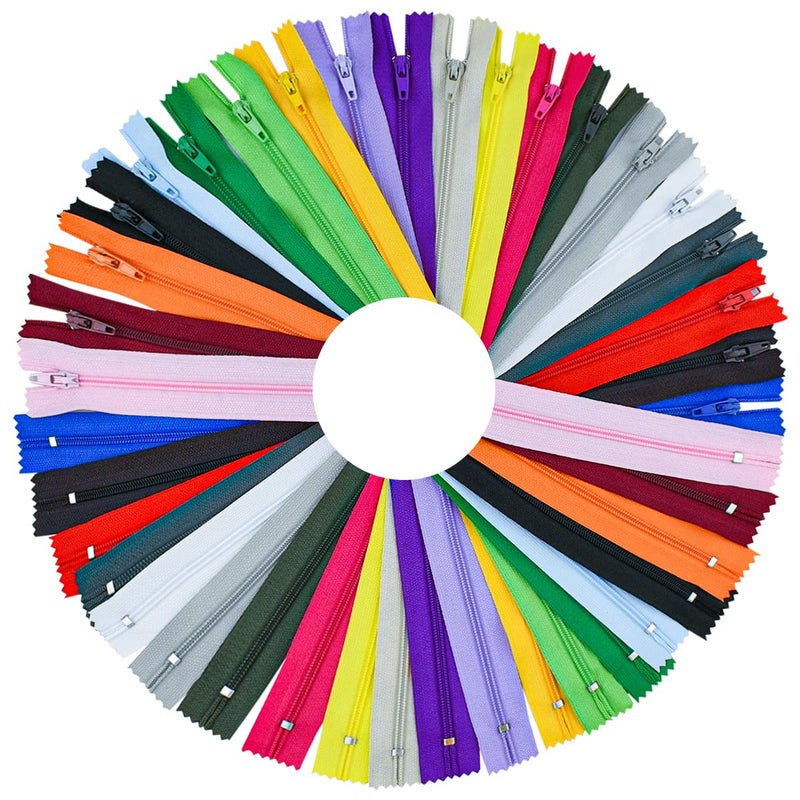 yuntop 20 Pcs Nylon Coil Zippers Sewing Zippers for Tailor Sewing in 20 Assorted Colors Colorful Crafts Bulk Zipper Supplies Mixed Color Invisible Zipper for Bags Garment Craft DIY Accessories (12 Inches) - Image 1