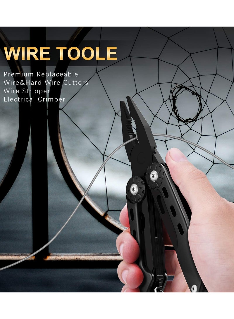 KASTWAVE Multitool Pliers Pocket Knife, Professional Stainless Steel EDC Multitool with Safety Lock, Cool Tool Gifts for Men Dad Husband Him with Nylon Sheath - Image 3