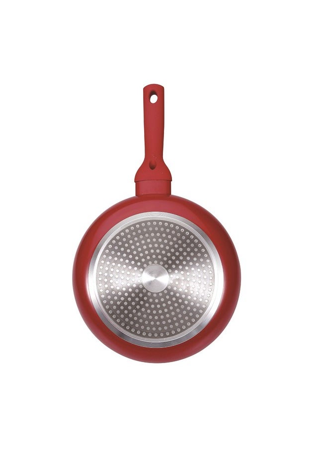 BERGNER - Bergner Bellini Plus 5 Layer Marble Non Stick Frypan/Sautepan with Glass Lid, 26 cm, 3.1 litres, Induction Base, Soft Touch Handle, Food Safe, Thickness 3.2mm, Red - Image 1
