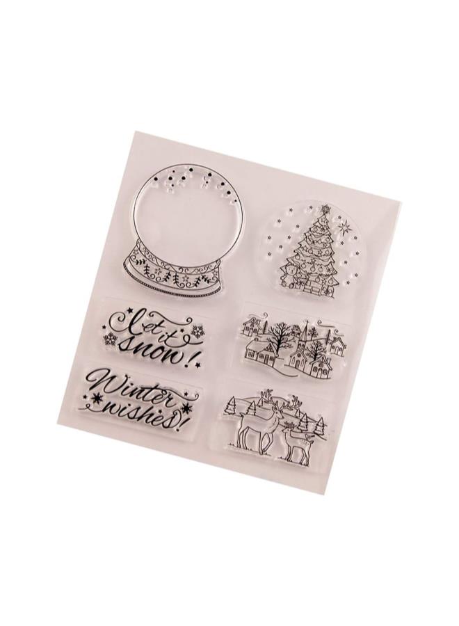 كلاراكو طوابع سيليكون شفافة لعيد الميلاد، شجرة عيد الميلاد، رنة، قرية عيد الميلاد، منازل، دع الثلج يتساقط، نمط، سجل القصاصات، الحرف اليدوية، بطاقة ألبوم الصور، مذكرات الديكور - Image 2