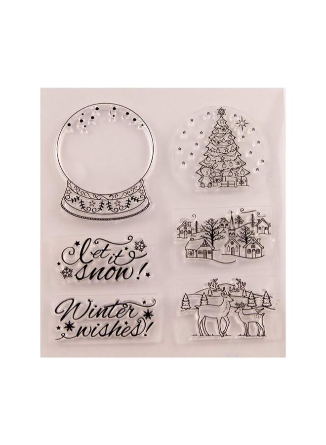 كلاراكو طوابع سيليكون شفافة لعيد الميلاد، شجرة عيد الميلاد، رنة، قرية عيد الميلاد، منازل، دع الثلج يتساقط، نمط، سجل القصاصات، الحرف اليدوية، بطاقة ألبوم الصور، مذكرات الديكور - Image 1