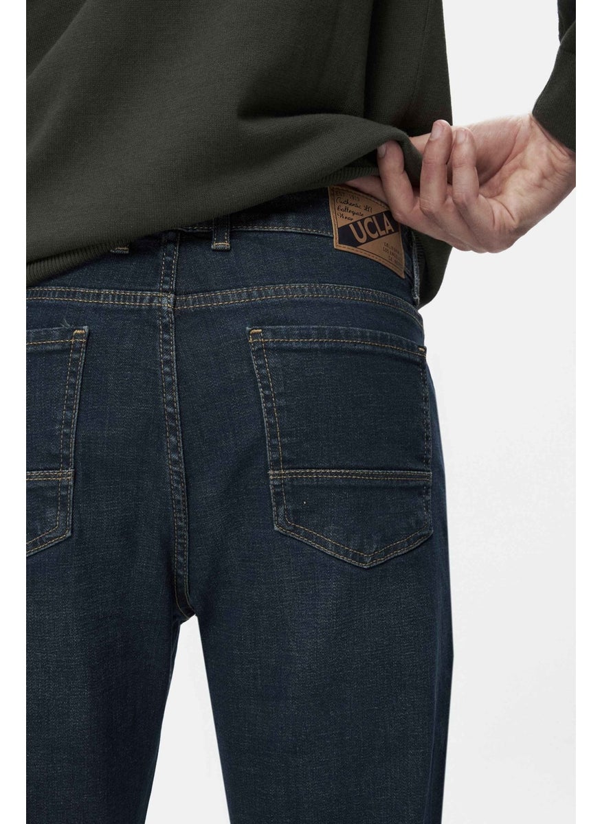 UCLA Murray Green Denim Embroidered Standard Fit Men's Trousers  - Image 4