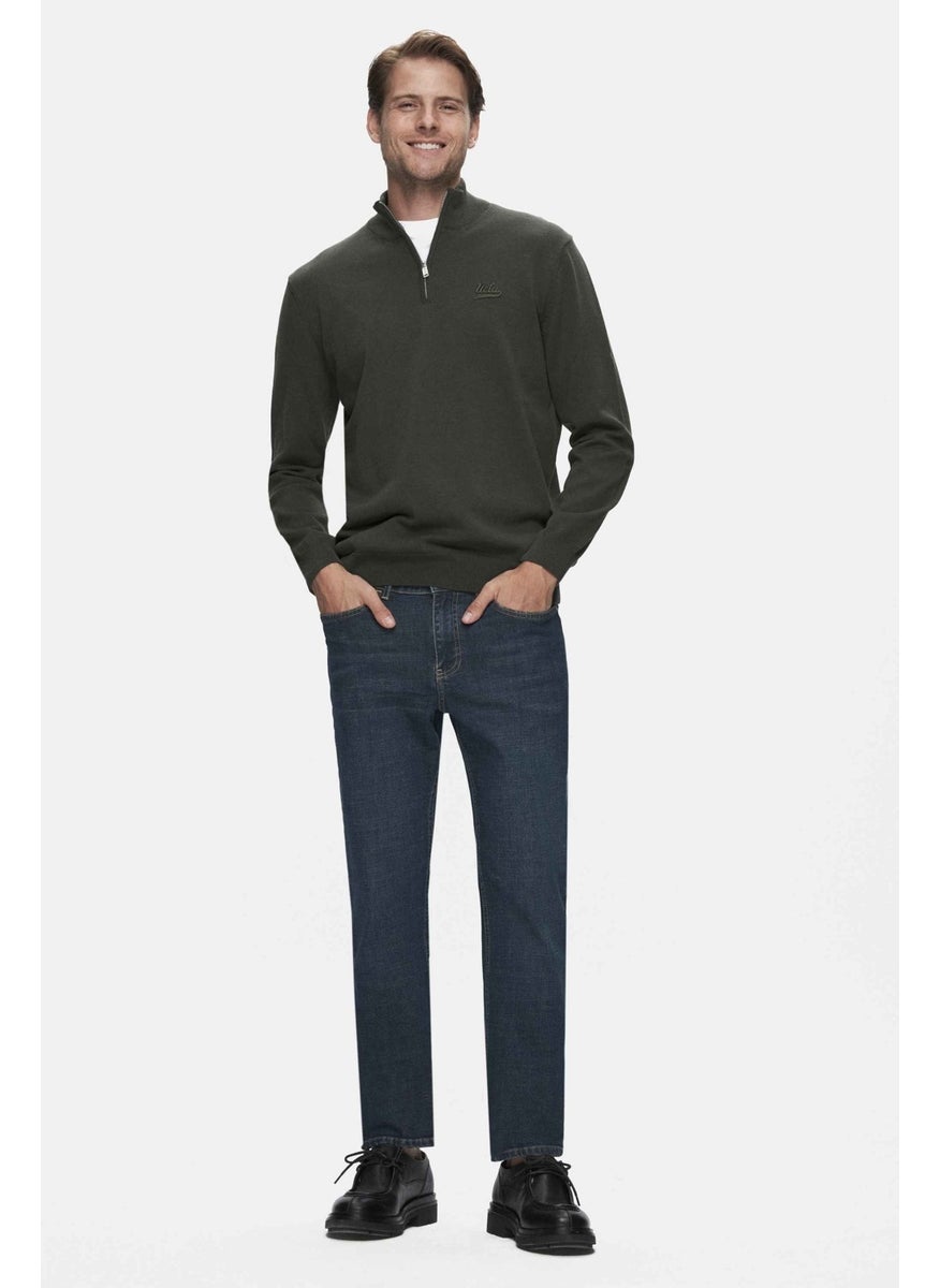 UCLA Murray Green Denim Embroidered Standard Fit Men's Trousers  - Image 1