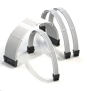 LINKUP - AVA 30cm PSU Cable Extension Sleeved Custom Mod GPU PC Braided w/Comb Kit | 1 x 24 P (20+4) | 1 x 8 P (4+4) CPU | 2 x 8 P (6+2) GPU Set | 300mm - White - pzsku/Z02D4EE25746117020080Z/45/1749373162/84630f65-6712-4656-b8d3-76f1e3123c16