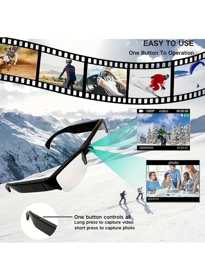Smart Video Glasses 1080P HD Wearable Sports Camera 64GB Memory Card Wide Angle Lens for Cycling Motorcycle Car - Image 5