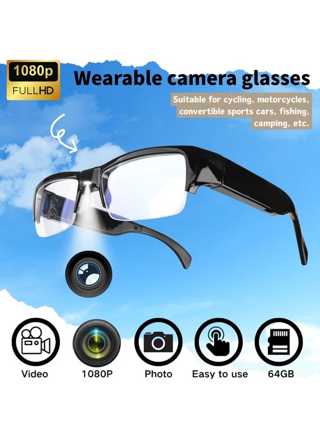 Smart Video Glasses 1080P HD Wearable Sports Camera 64GB Memory Card Wide Angle Lens for Cycling Motorcycle Car - Image 2