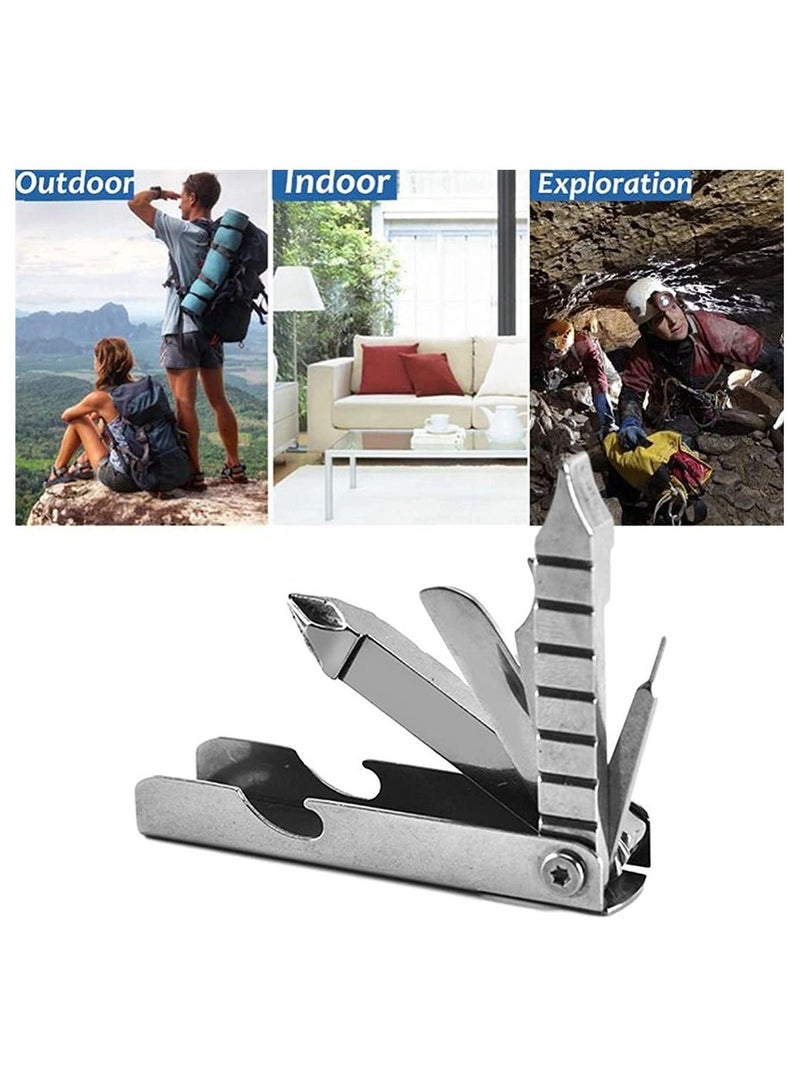 Generic Keychain Multitool Multi Function Repair Tool 11 In 1 Purpose with Screwdriver Nail File Bottle Opener Wrench Ruler Card Pin Mobile Phone Holder Silver - Image 2