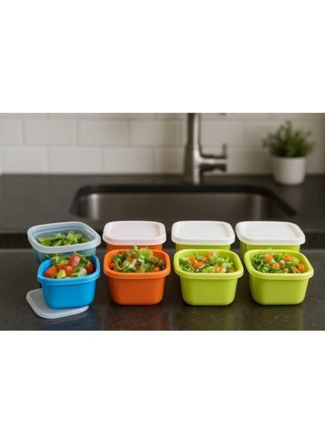 Set of 10 Small Square Plastic Food Storage Containers with Lids, 5 Colors, Mini Containers for Sauces, Spices, Yogurt & Freezer Use - Image 5