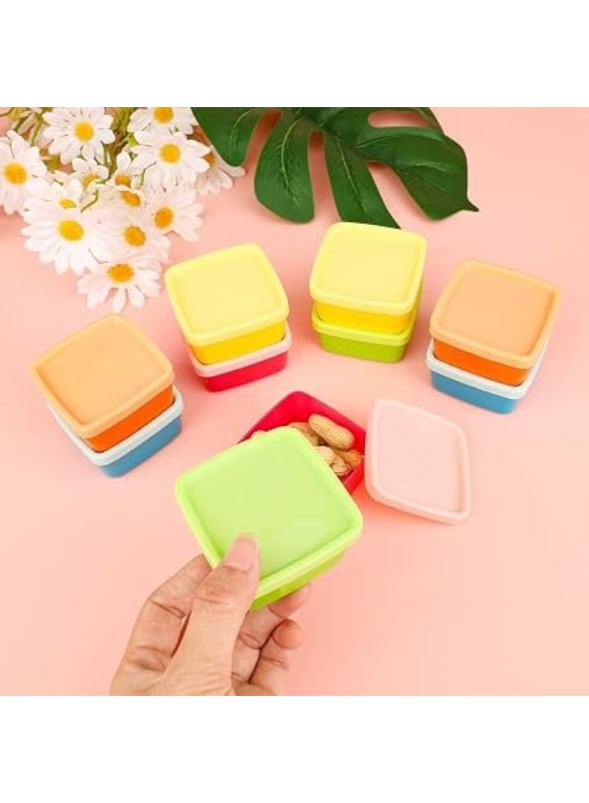 Set of 10 Small Square Plastic Food Storage Containers with Lids, 5 Colors, Mini Containers for Sauces, Spices, Yogurt & Freezer Use - Image 2