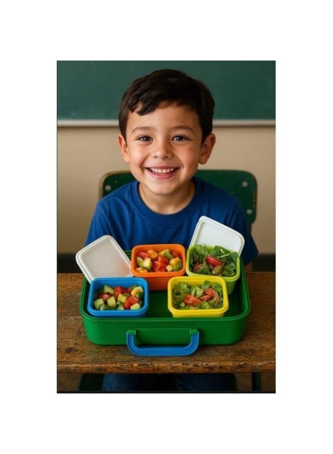 Set of 10 Small Square Plastic Food Storage Containers with Lids, 5 Colors, Mini Containers for Sauces, Spices, Yogurt & Freezer Use - Image 4