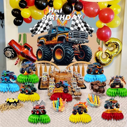 BQK 9 Pcs Monster Truck Centerpieces Monster Truck Birthday Decorations Monster Truck Table Decorations Monster Truck Party Supplies - Image 5