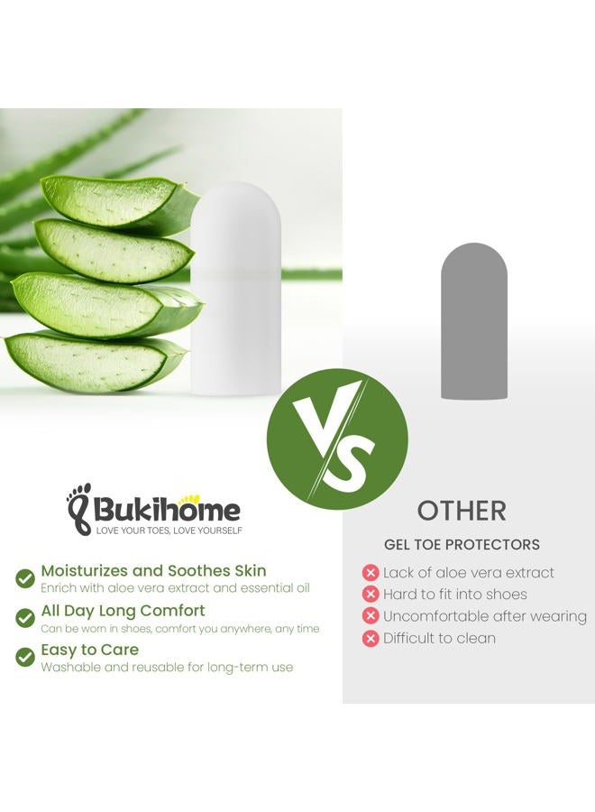 Bukihome 12 عبوة واقيات أصابع القدم، غلاف أصابع القدم مع مستخلص الألوة فيرا، واقيات أصابع القدم الكبيرة للنتوءات، الفقاعات، الأظافر المنغرسة، الكالو، وسادات أصابع القدم لتخفيف الألم - Image 4