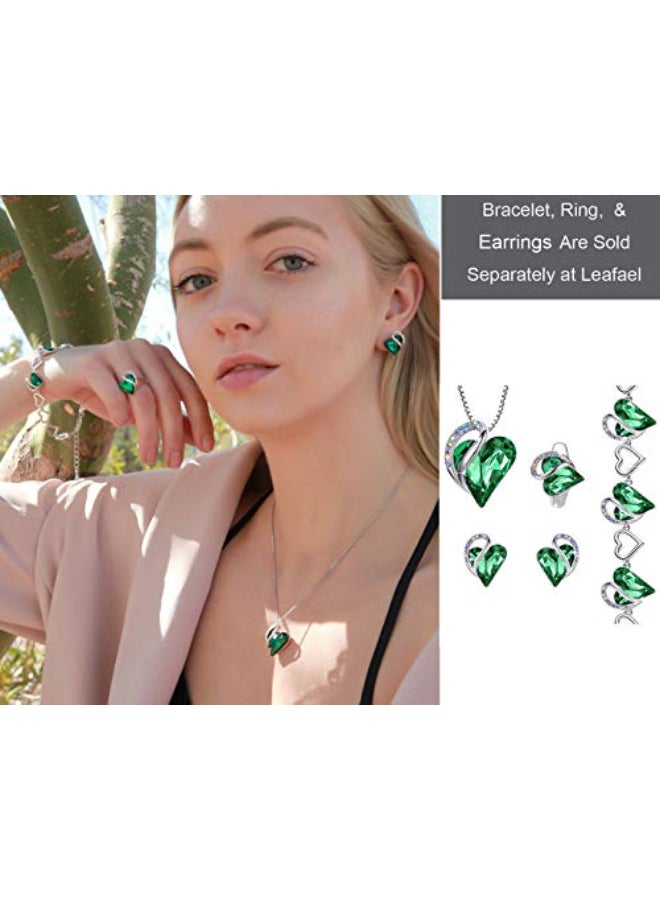 Leafael Necklaces for Women, Infinity Love Birthstone Heart Pendant with Emerald Green Crystal for May, Birthday Jewelry Gifts for Her, Mom, and Wife, Silver Plated, 18 plus 2 inch Adjustable Chain - Image 5