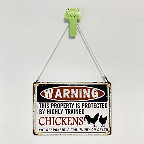 Bestylez Funny Chicken Coop Sign - "Warning: Property Protected by Chickens" Decorative Metal Sign for Farm, Home, or Garden 12" * 8" (219) - Image 5