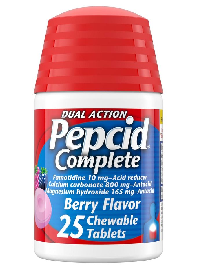Pepcid Complete Acid Reducer Antacid Chewables 10mg Famotidine 800mg Calcium Carbonate 165mg Magnesium Hydroxide per Heartburn Medicine Tablet Antacid Chews Berry 25 ct - Image 4