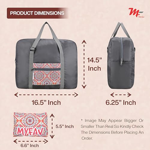 Myfav MY FAV Printed Foldable Travel Bag | Lightweight Waterproof Duffel for Travel & Sports | Adjustable Buckles, Smooth Zipper & Bottle Pocket | Compact, Spacious Carry-On Luggage Bag | 6-Month Warranty - Image 4