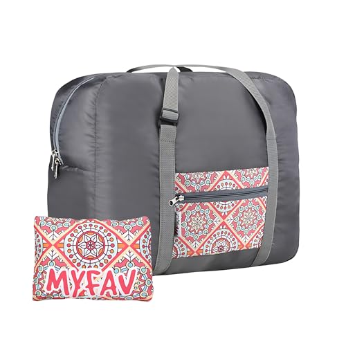 Myfav MY FAV Printed Foldable Travel Bag | Lightweight Waterproof Duffel for Travel & Sports | Adjustable Buckles, Smooth Zipper & Bottle Pocket | Compact, Spacious Carry-On Luggage Bag | 6-Month Warranty - Image 1