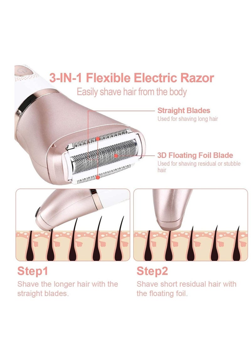 Electric Razor for Women Painless 2 In 1 Ladies Shaver Face Leg and Underarm Epilator Rechargeable Wet and Dry Cordless Ladies Shaver - Image 3
