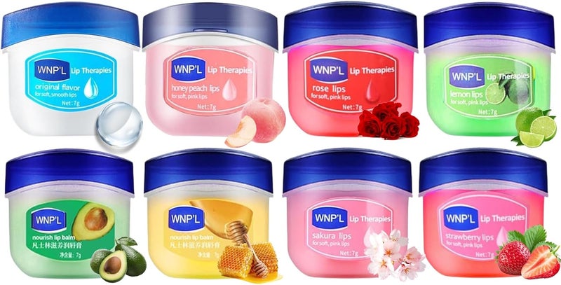 Lip Balm Set 8PCS Fruit Flavored Lip Balms Intensive Lip Repair Treatment for Cracked Dry and Chapped Lips Moisturizing Hydrating Brightening Gift for Women Girls