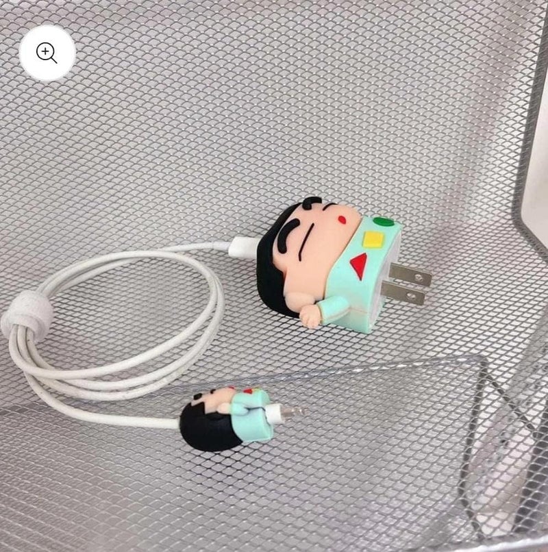 SKYCELL Charger Case Cover with Full Cable Protector 3D Cute Pattern Compatible for iPhone Charger Only 18W & 20W iPhone 16,iPhone 13,iPhone 15,iPhone 14 (Green Shinchan) - Image 3