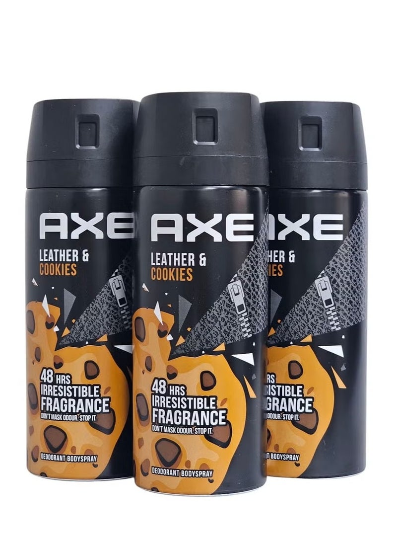 أكس Leather & Cookies Scented Deodorant Spray, irresistible for 48 hours